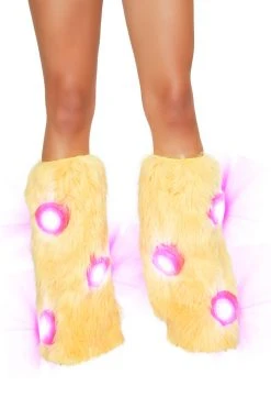 JValentine Rave Leg Warmers & Wraps Furry Light Up Yellow Legwarmers