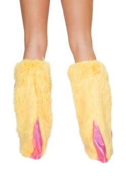 JValentine Rave Leg Warmers & Wraps Furry Light Up Yellow Legwarmers