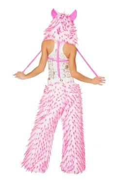 JValentine CLOTHING Unisex Pink Faux Fur Spiked Pants