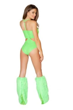 JValentine Furry Light Up Lime Legwarmers Rave Leg Warmers & Wraps
