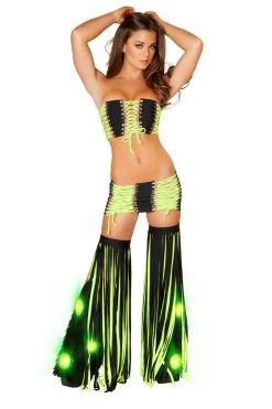 JValentine Rave Leg Warmers & Wraps Furry Light Up Black Legwarmers